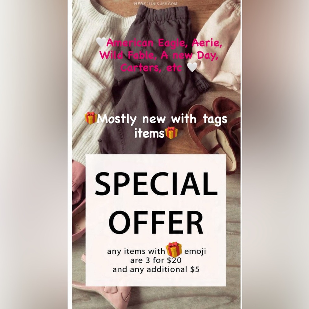 🎁🎁Special 3 for 20 Offer on All Items with 🎁 emoji!